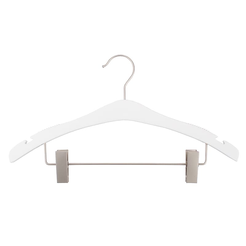 Nahanco 17" Wood Signature Suit Hanger, Low Gloss White, 100/Pack (30117RC) image 1