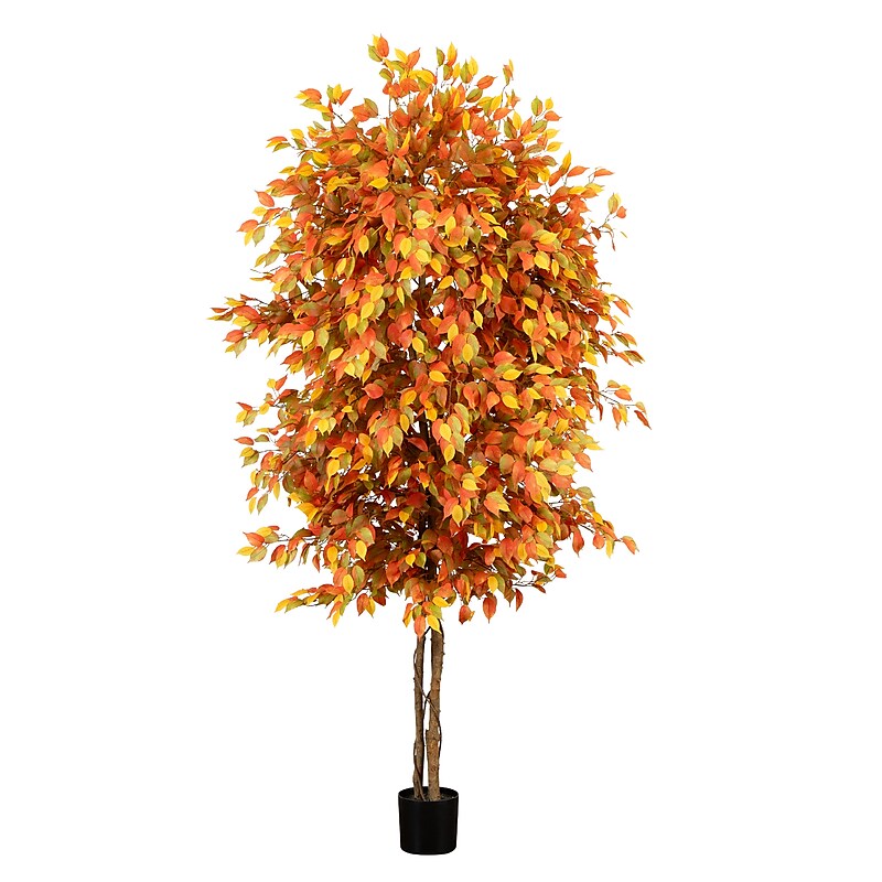 Nearly Natural 8' Autumn Ficus Artificial Fall Tree (T4767) image 1