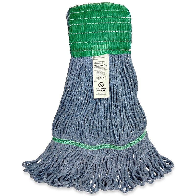 Baseline Twist Looped-End Wet Mop Head, Blend, 16 oz., 5" Headband, Blue (BL63332) image 1
