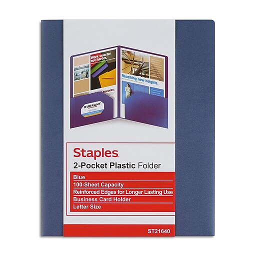 Staples Poly 2Pocket Presentation Folder, Dark Blue (21640CC/20632) Staples