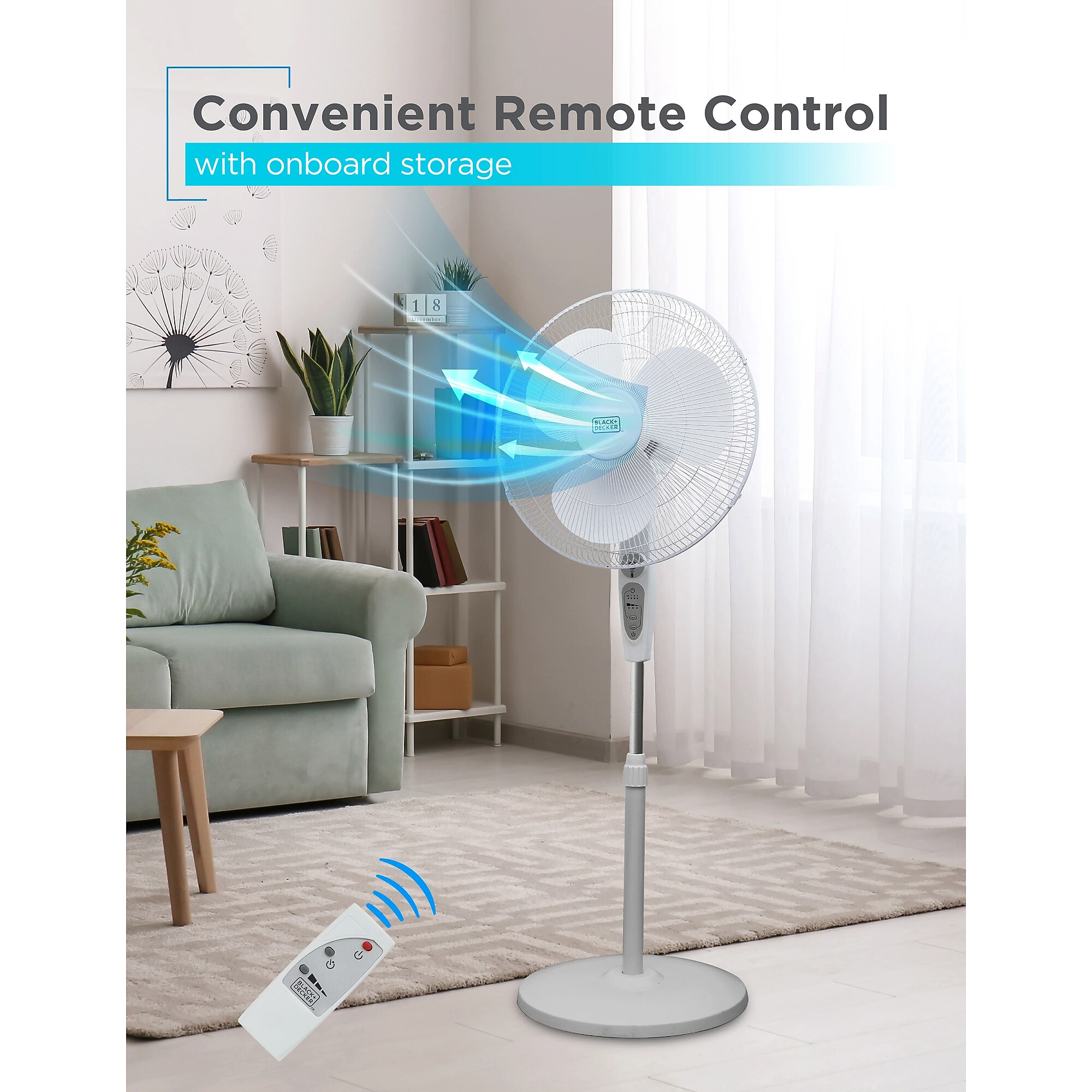 Black & Decker 18″ Oscillating Pedestal Fan with Remote, 3-Speed, White (BDSF18MW) Sansujyuku sansujyuku.com
