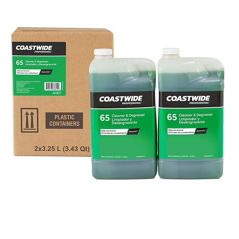 Coastwide Professional Cleaner and Degreaser 65 Heavy-Duty Concentrate for ExpressMix, 3.25L, 2/Carton (CW6503EM-A) image 1