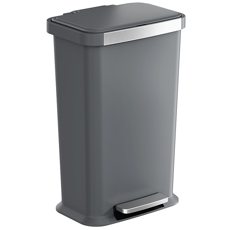 iTouchless SoftStep Plastic Step Trash Can, 13.2 Gallon, Gray (PL13GGP) image 1