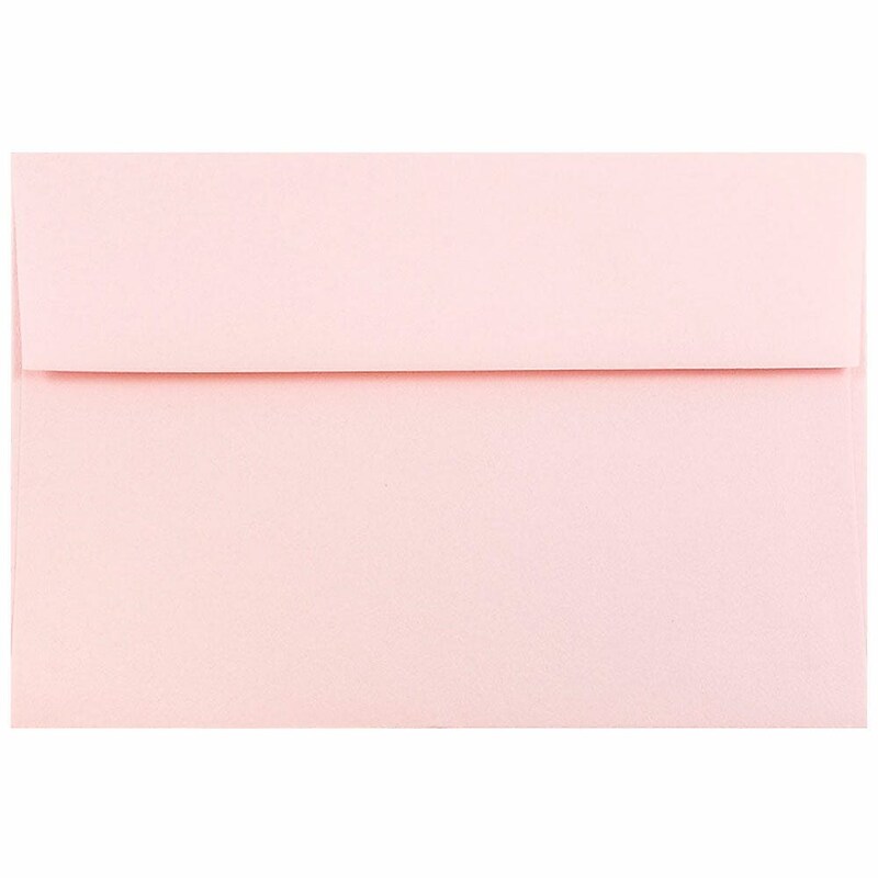 JAM Paper A8 Booklet Envelope 5 1/2" x 8 1/8", Baby Pink, 100/Pack (155629d) image 1