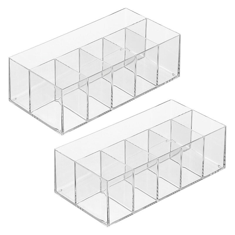 iDESIGN Stackable Plastic 6-Compartment Desk Organizer, Clear, 2 Piece (29108M2) image 1