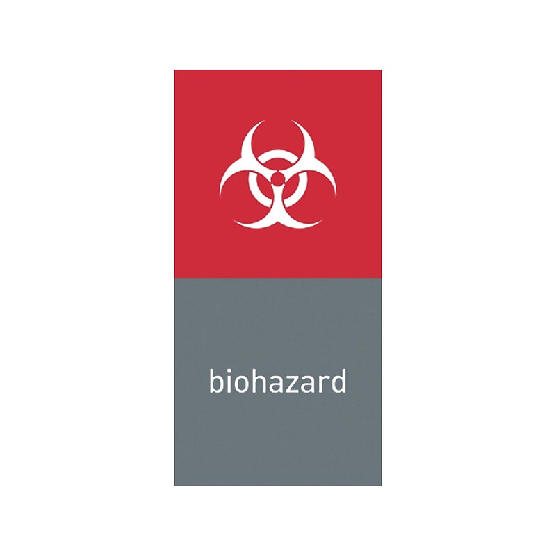 simplehuman Biohazard Magnetic Sorting Label, 8" x 4", Red/Gray, 2/Pack (KT1177) image 1