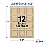 Avery Print-to-the-Edge Laser/Inkjet Square Labels, 2" x 2", Kraft Brown, 300 Labels/Pack (22846)~#|#~B2EFAD3C-5080-43A3-B3F1548081155784_sc7