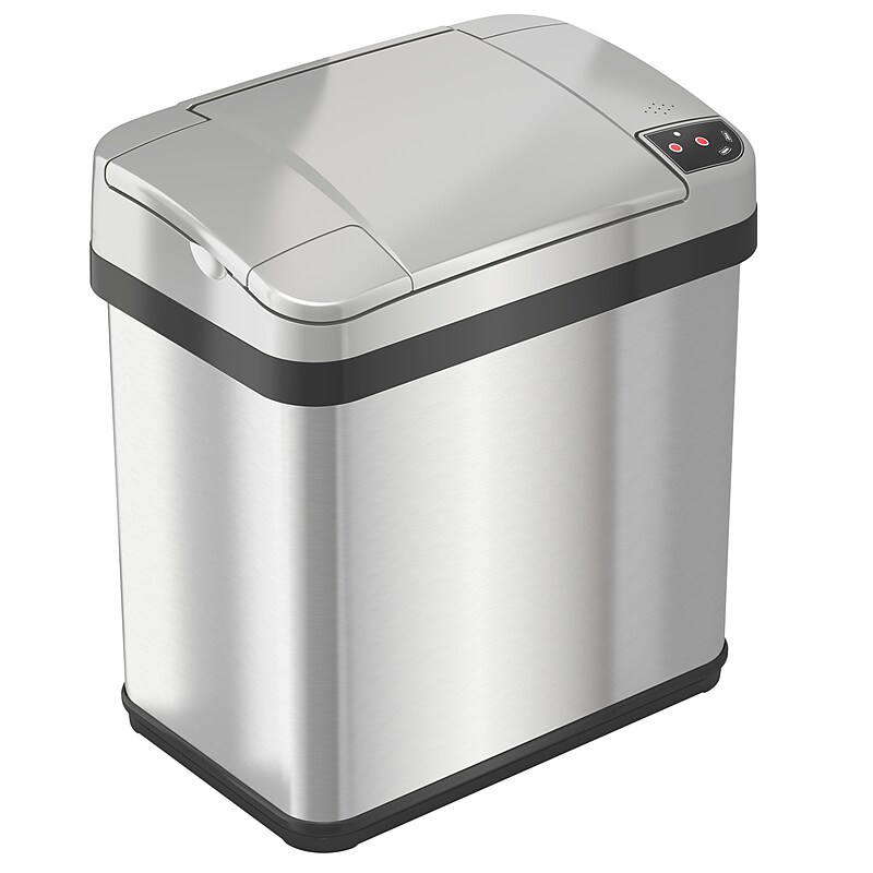 iTouchless Stainless Steel Bathroom Sensor Trash Can with AbsorbX Odor Control System and Fragrance, Silver, 2.5 Gal. (MT02SS) image 1