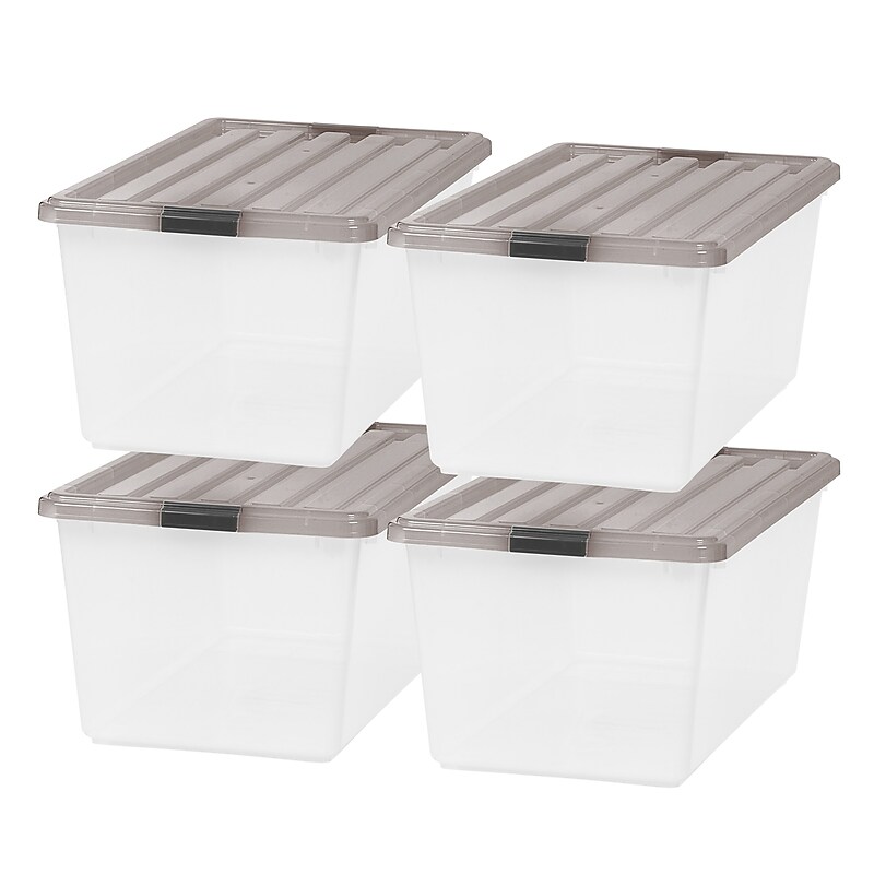 Iris 91 Quart Storage Container with Lid, Plastic, Gray, 4/Pack (500253) image 1