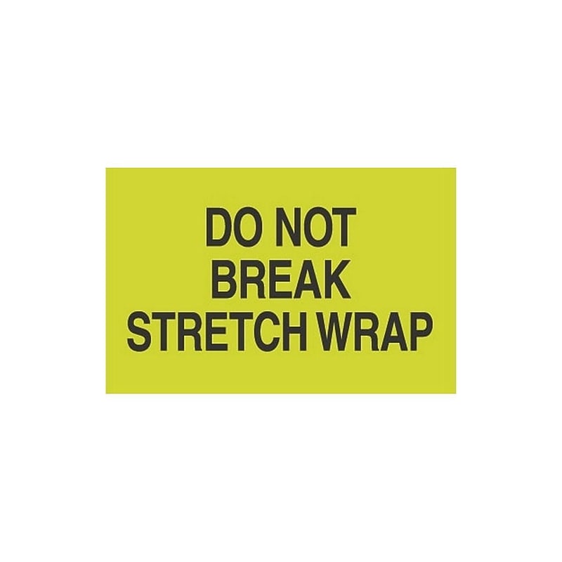 Decker Tape "Do Not Break Stretch Wrap" Label, 5" x 3", Green/Black, 500/Roll (DL2201) image 1