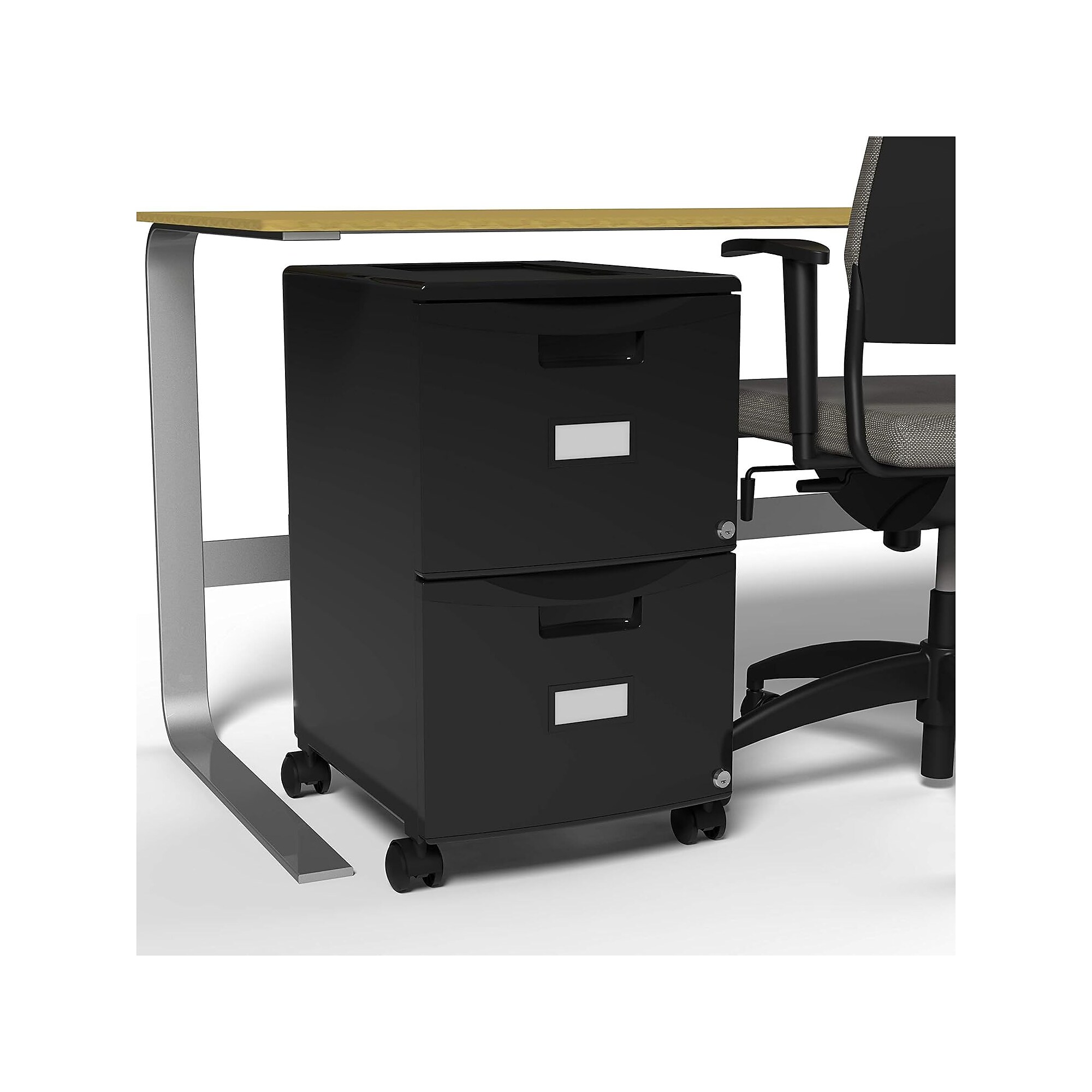 Storex 2-Drawer Mobile File Cabinet, Letter/Legal Size, Lockable, 26″H x 14.75″W x 18.25″D, Black (STX61312B01C) Sansujyuku sansujyuku.com