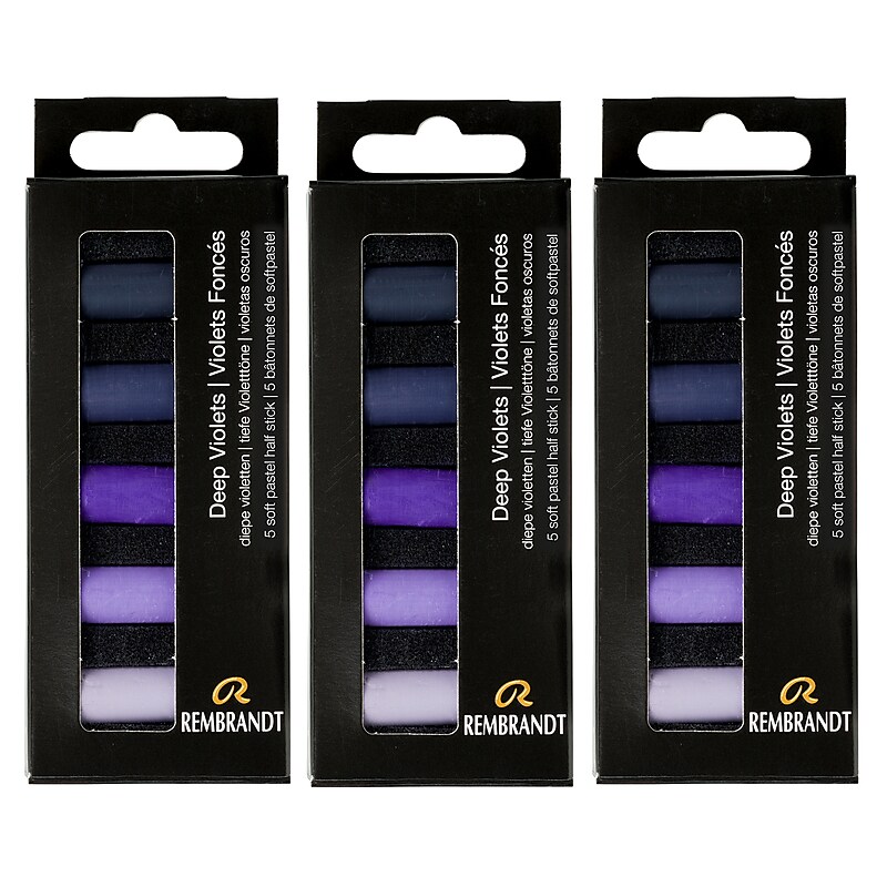 Rembrandt Soft Pastels Micro Sets, Deep Violets, 5/Set, 3 Sets/Bundle (RBX31820506-3) image 1