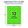 Avery Burst Multipurpose Labels, 2-1/4" x 2-3/8", Neon Green, 240/Pack (94611)~#|#~B30C863C-FD0E-4507-B1FE058A50A19F9F_sc7