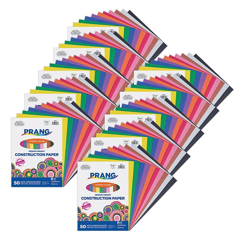 Prang 9" x 12" Construction Paper, Assorted Colors, 50 Sheets/Pack, 10 Packs/Bundle (PAC6503-10) image 1