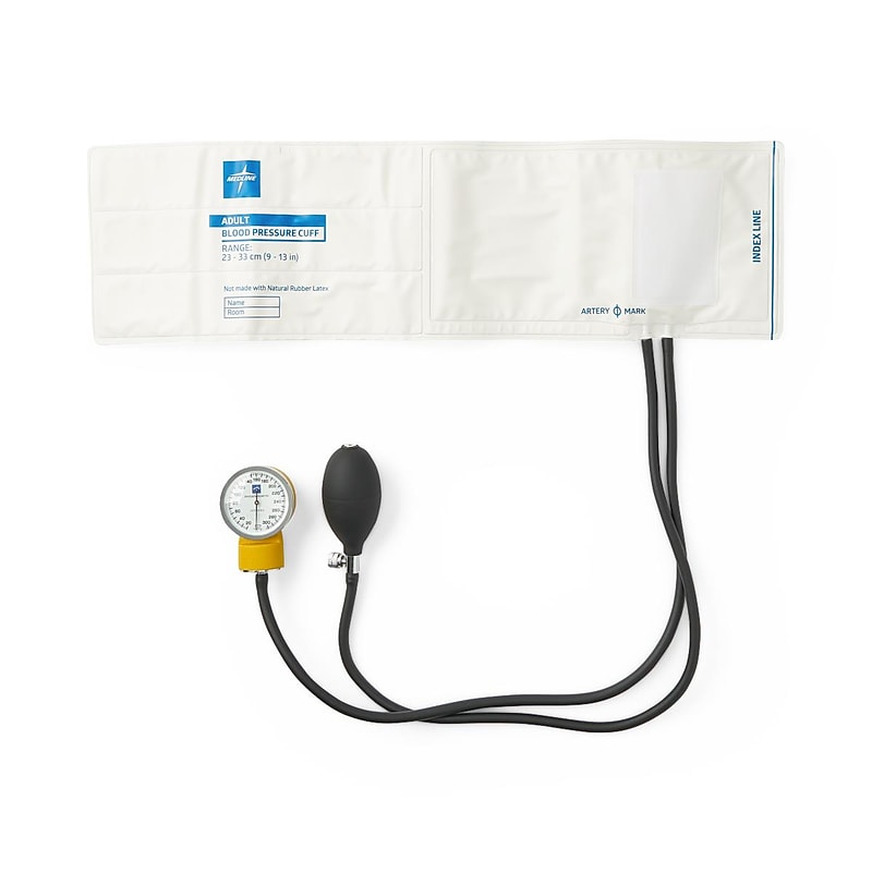 Medline Hand Held Single-Patient Use Sphygmomanometers, White, Adult, 5/Box (MDS9800) image 1