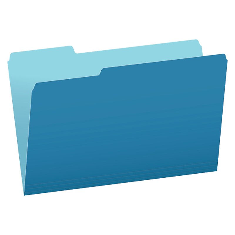 Pendaflex Recycled File Folder, 1/3-Cut Tab, Assorted, Legal Size, Blue, 100/Box (153 1/3 BLU) image 1