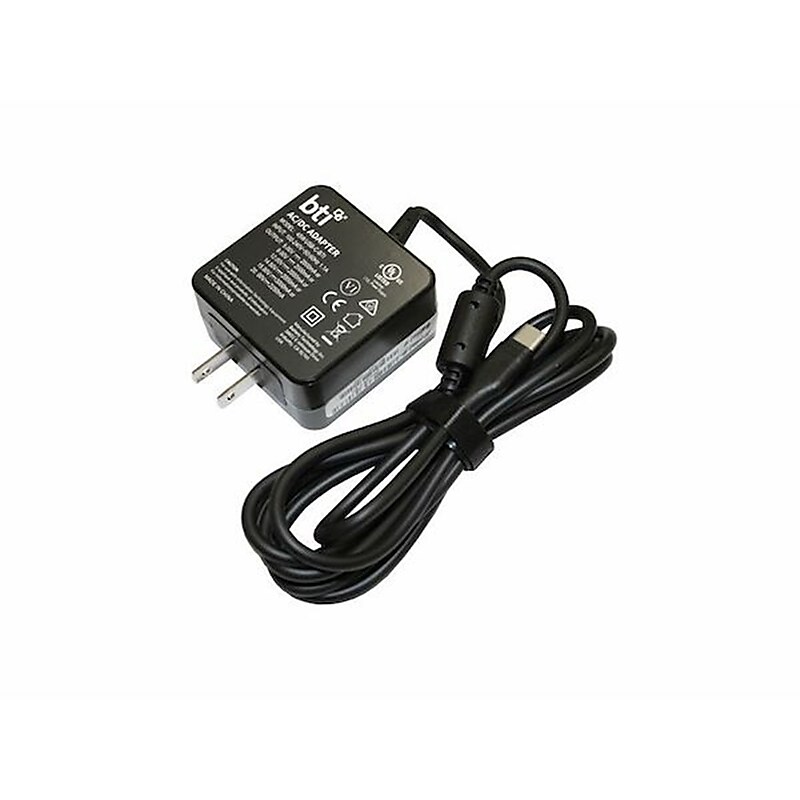 BTI 45W USB-C Laptop Adapter & Charger for HP Chromebook and Lenovo ThinkPad Laptops, Black (02DL121-BTI) image 1