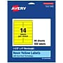 Avery Rectangle Multipurpose Labels, 1-1/3" x 4", Neon Yellow, 560/Pack (94206)~#|#~B31C4D30-E5A0-42B6-A57840F0B5452C7A_sc7