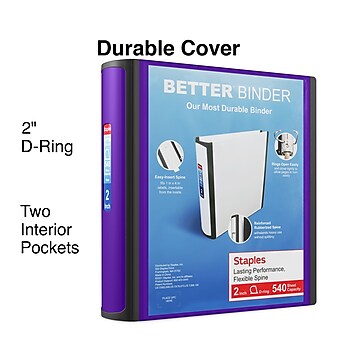 Staples 2" 3-Ring Better Binder, Purple (20247)