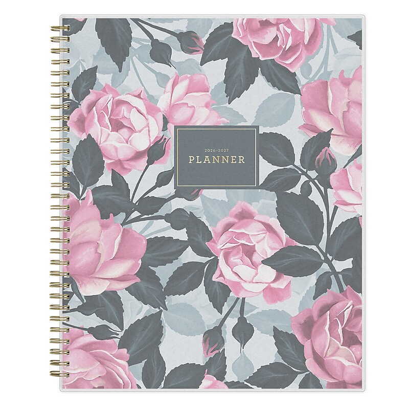 2026-2027 Blue Sky Roosevelt Pink Frosted 8.5" x 11" Academic Weekly & Monthly Planner, Plastic Cover, Pink/Gray (128691-A27) image 1