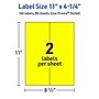 Avery Laser/Inkjet Rectangle Multipurpose Labels, 11" x 4.25", Neon Yellow, 160/Box (94266)~#|#~B33B8F3B-6F3E-4D12-B085E06B3749B436_sc7