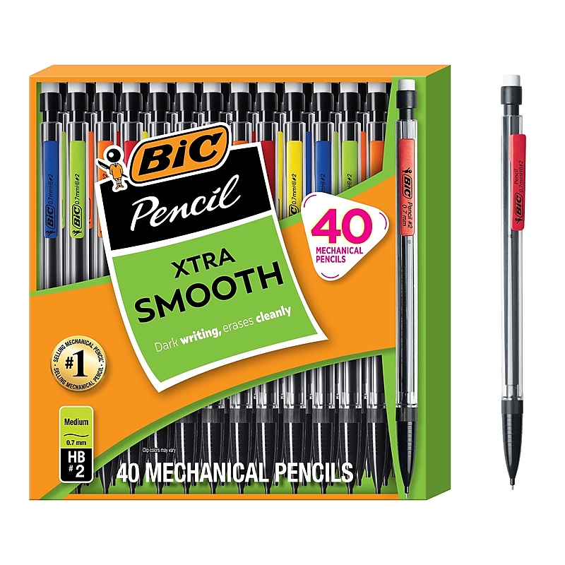 BIC Xtra-Smooth Mechanical Pencil, 0.7mm, #2 Medium Lead, 40/Pack (MPP40MJ-BLK) image 1