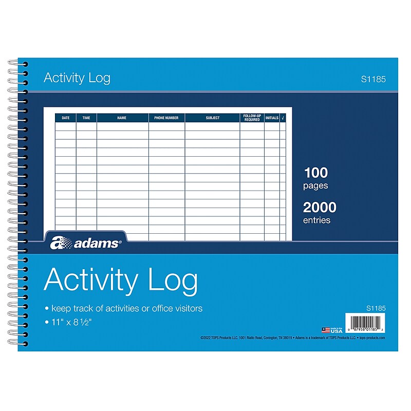 Adams Record Book, 8 Columns, 11" x 8.5", White, 50 Sheets/Book (S1185) image 1