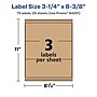 Avery Laser/Inkjet Rectangle Multipurpose Labels, 3-1/4" x 8-3/8", Kraft Brown, 75 Labels/Pack ( 94251)~#|#~B347FDA0-BAA0-4459-A92D932BDF1985F7_sc7