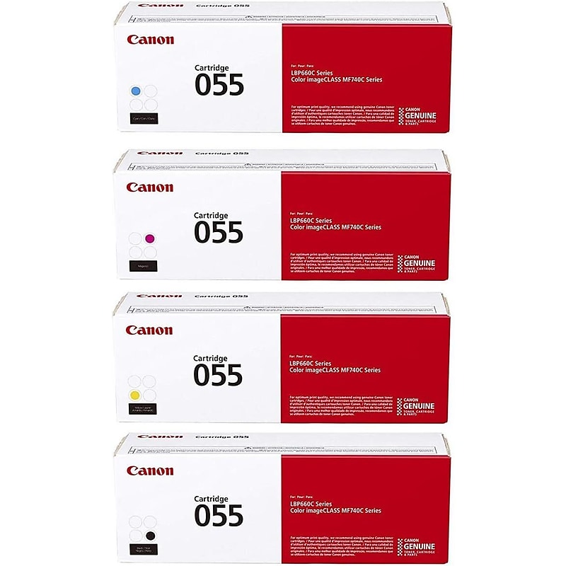 Canon 55 Black/Cyan/Magenta/Yellow Standard Yield Toner Cartridges, 4/Pack image 1
