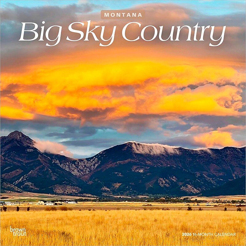 2026 BrownTrout Big Sky Country Montana Places 12" x 12" Monthly Wall Calendar (9798330702466) image 1