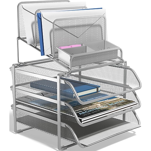 All-In-One RED™ | Compartment Wire Storage, Silver (TR57531) 10 TRU Staples Compartment Mesh