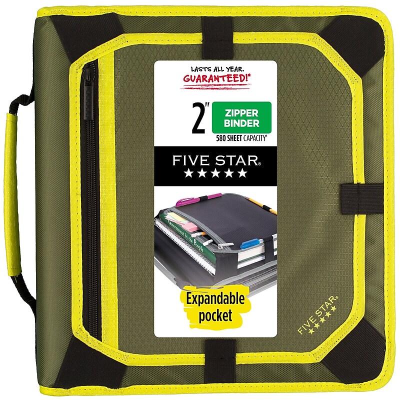 Five Star 2" 3-Ring Zipper Binders, D-Ring, Assorted Colors (29052) image 1