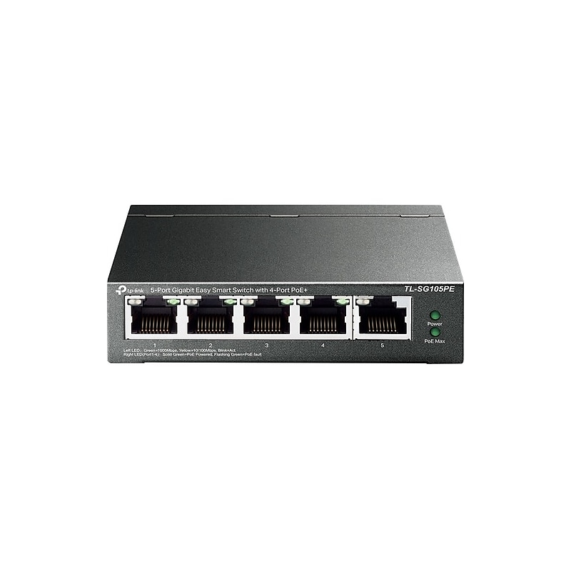 TP-Link 5-Port Gigabit Ethernet PoE+ Managed Switch, 1000Mbps, Black (TL-SG105PE) image 1