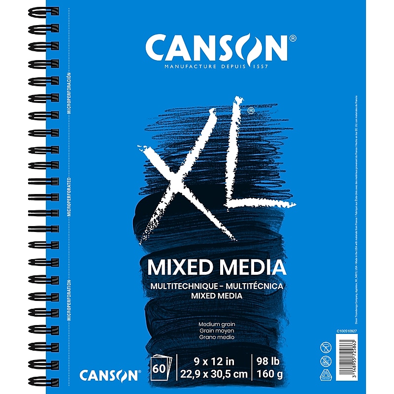 Canson XL Series 12" x 9" Wire Bound Mixed Media Sketch Pad, 60 Sheets/Pad (MCXC10051092703) image 1