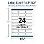 Avery TrueBlock Laser/Inkjet Rectangle Multipurpose Labels, 1" x 2.5", White, 600/Pack (94221)~#|#~B387A03C-FEA6-4EB8-BE23C1FAFC5903F1_sc7