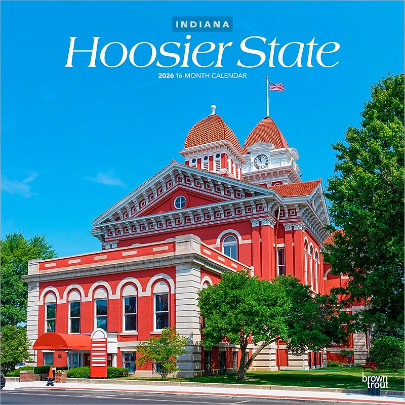 2026 BrownTrout Hoosier State Indiana Places 12" x 12" Monthly Wall Calendar (9798330703661) image 1