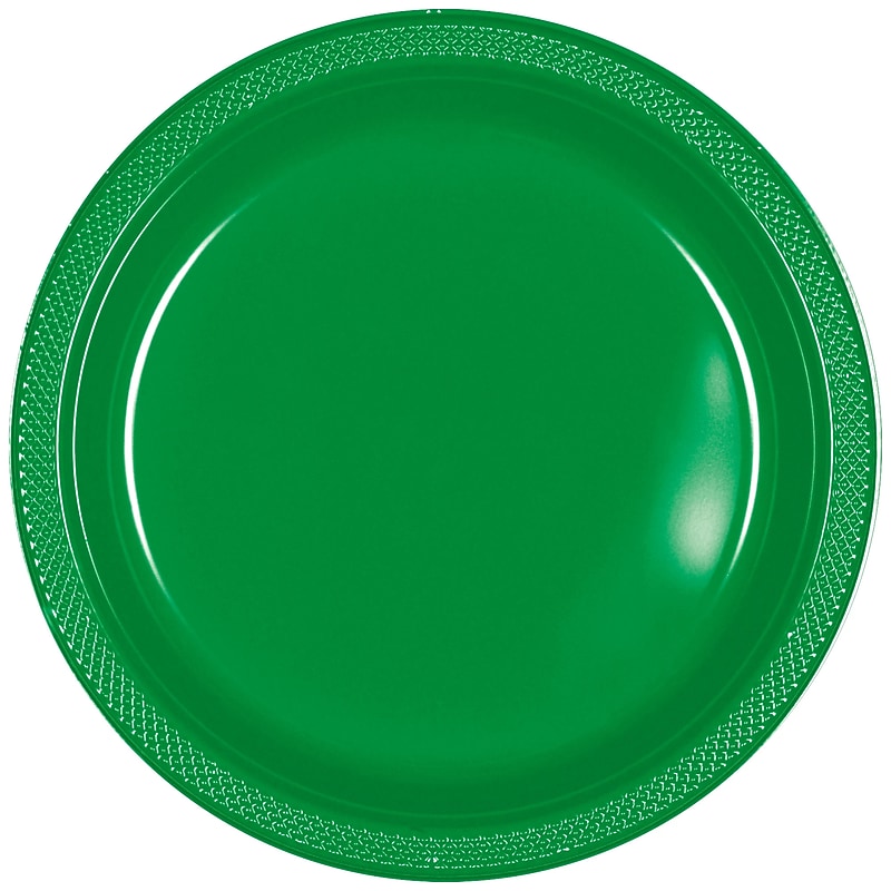 Party City 10.25" Plastic Plates, Green, 20 Plates/Pack (AM43015-03) image 1