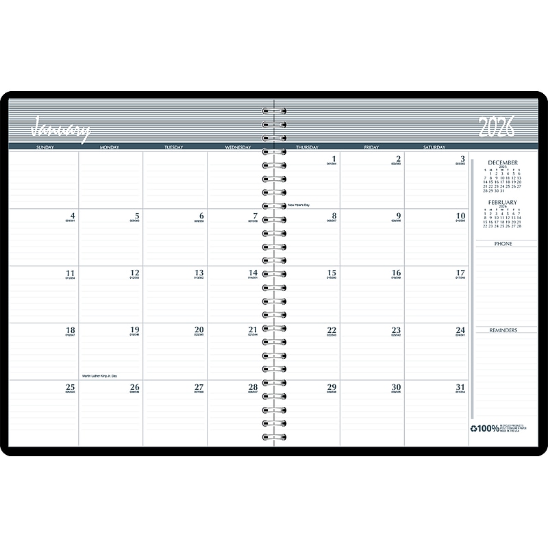 2026-2027 House of Doolittle 8.5" x Calendar Year Monthly Planner, Paperboard Cover, Black (262092-26) image 1