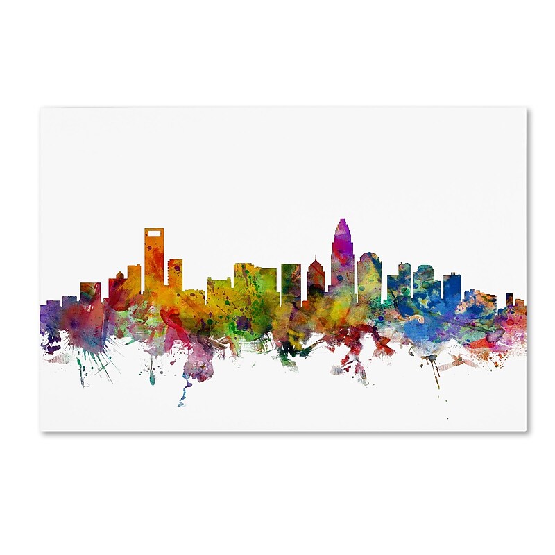 Trademark Fine Art ''Charlotte North Carolina Skyline'' by Michael Tompsett 12" x 19" Canvas Art (MT0573-C1219GG) image 1