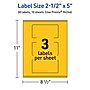 Avery Laser/Inkjet Rectangle Multipurpose Labels, 2.5" x 5", Bright Yellow, 30/Pack (94246)~#|#~B3C04464-8E68-4A69-B8FEAE5F139BFCA7_sc7