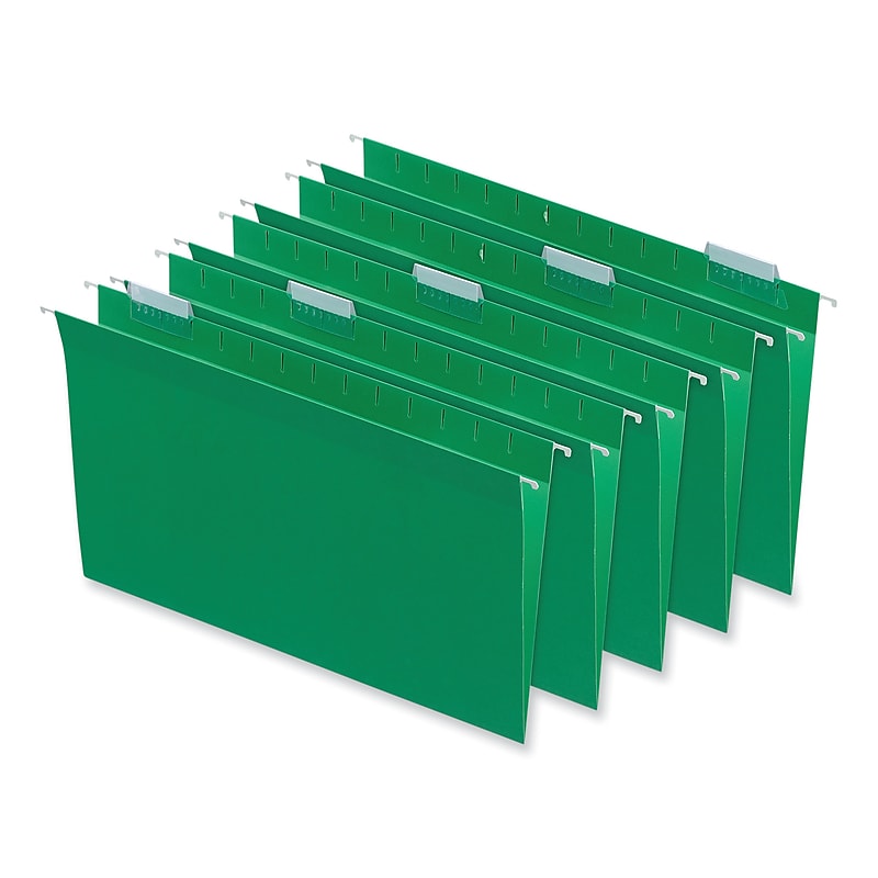 Universal Recycled Hanging File Folder, Legal Size, Bright Green, 25/Box (UNV14217) image 1