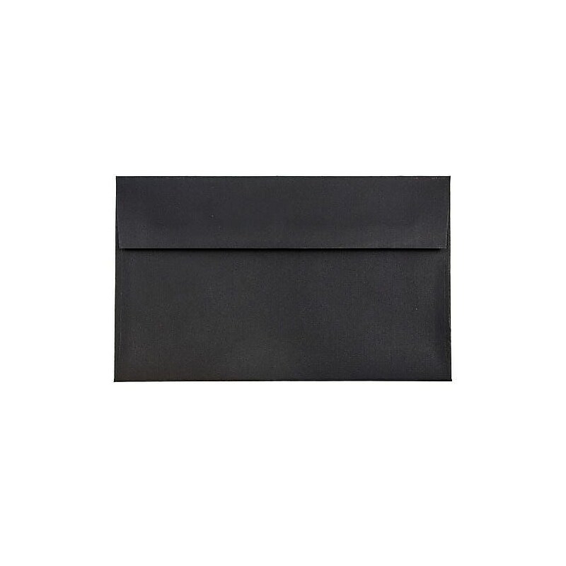 JAM Paper A9 Booklet Envelope 5 3/4" x 8 3/4", Black Linen, 100/Pack (900906807d) image 1