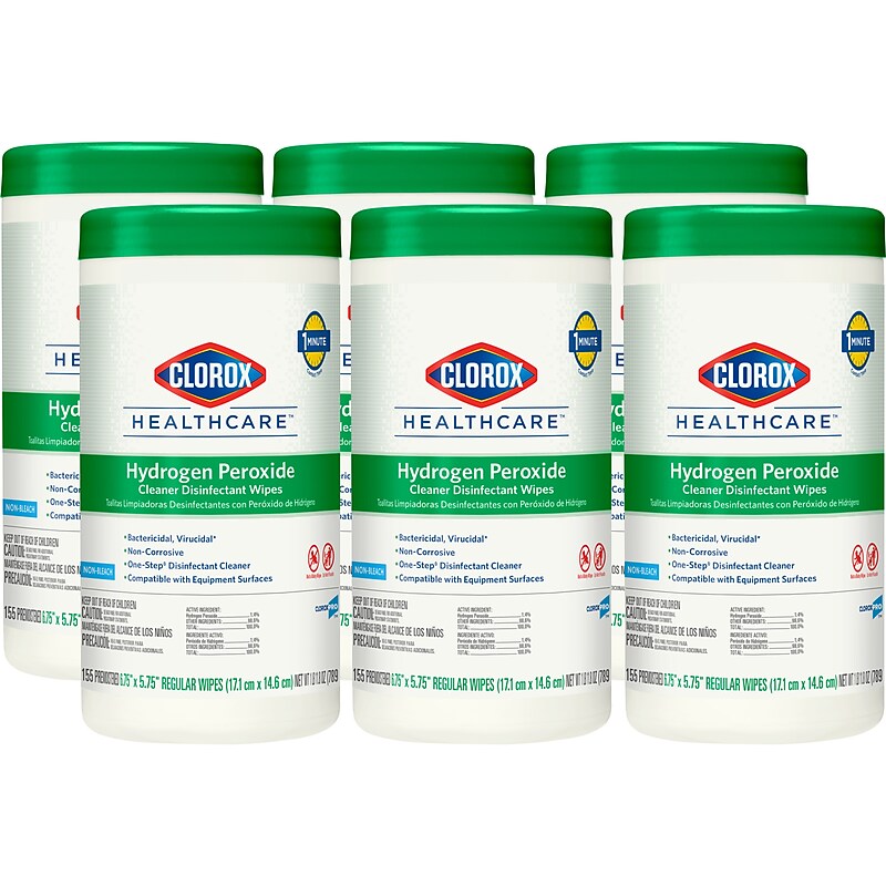Clorox Healthcare Disinfecting Wipes, 155 Wipes/Container, 6/Carton (30825CT) image 1