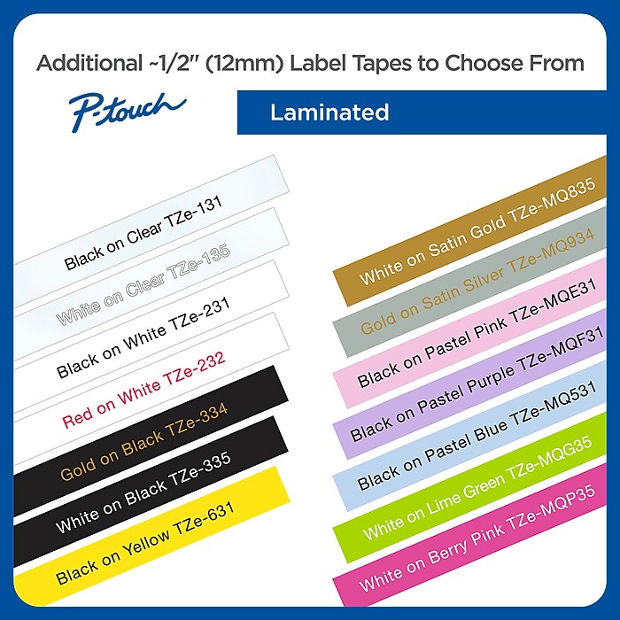 Brother P-touch TZe-631 Laminated Label Maker Tape, 1/2