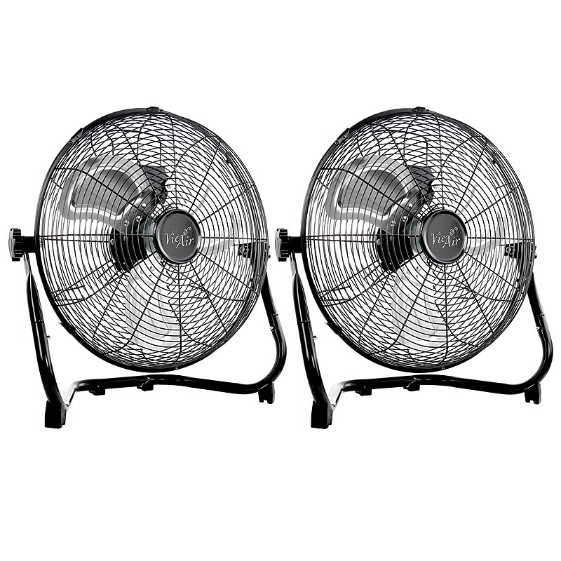 Vie Air 12" Industrial Floor Fan, 3-Speed, Black, 2/Pack (938121967M) image 1