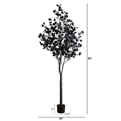 Nearly Natural Pre-Lit Artificial Halloween Black Eucalyptus Tree