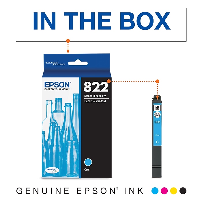 Epson T822 Cyan Standard Yield Ink Cartridge (T822220-S) | Staples