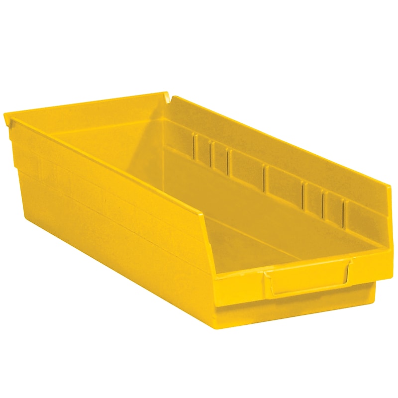 Partners Brand Medium Plastic Storage Bin, 17.875" x 6.625"x 4", Yellow, 20/Carton (BINPS112Y) image 1