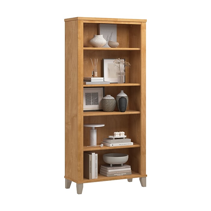 Bush Home Somerset Tall 5 Shelf Bookcase, Maple Cross (WC81465