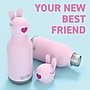 ASOBU Bestie Bottle Bunny Vacuum Insulated Stainless Steel Water Bottle with Reusable Flexi Straw, 16 oz., Pink (SBV44BU)~#|#~B427C661-1851-42C7-B100DC9A9B31842C_sc7